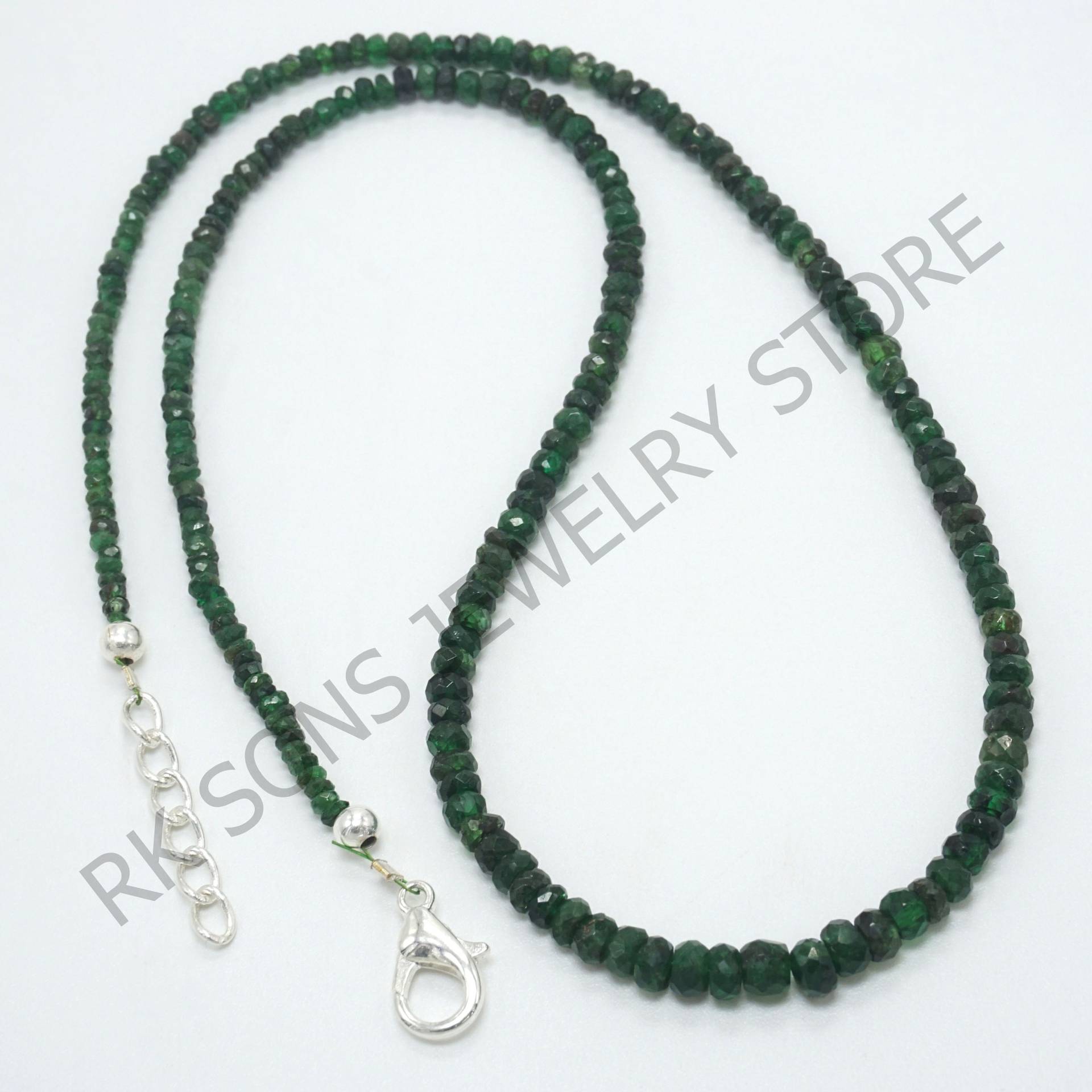 Tsavorit Halskette, Natürliche Perlen Facettierte Rondell Edelstein Halskette von RKSONSJEWELRYSTORE