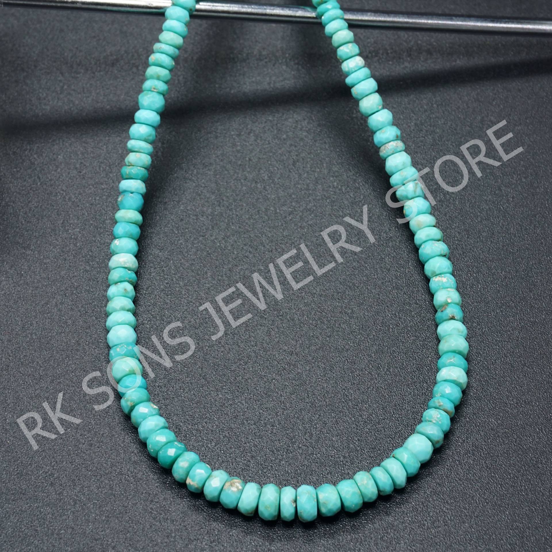 Türkis Halskette, Natur Rondelle Edelstein Perlen Verstellbare Halskette von RKSONSJEWELRYSTORE