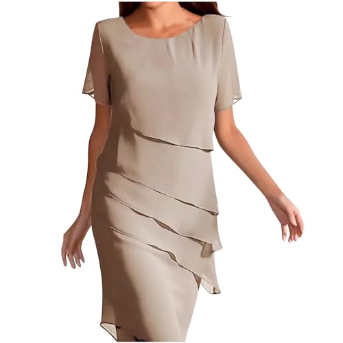 RKaixuni Damen formelles Kleid Hochzeit Gast Wrap Chiffon Kleider Stufig Bodycon Bleistiftkleid Abend Party Ballkleid Outfit, beige, XX-Large von RKaixuni