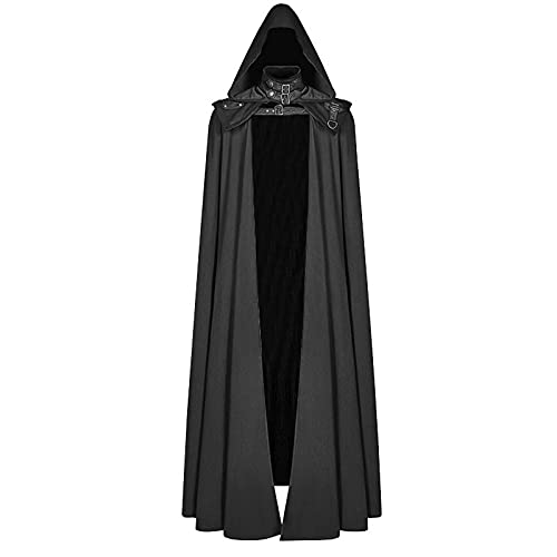 RKaixuni Herren Umhang Mittelalter Tempelritter Umhang Ritter Gothic Kostüm Kapuze Robe Maskerade Umhang Halloween Kostüm, Schwarz , Medium von RKaixuni