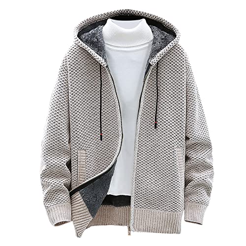 RKaixuni Winterjacke Herren Strickjacken Kapuze Wintermantel Mantel Cropped Slim Fit Herrenmantel Plush Winter Premium Business Mantel Herren Wollmantel Herren Mantel Windbreaker von RKaixuni