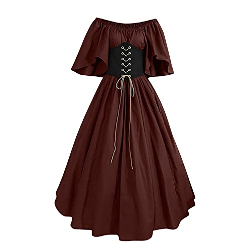 Renaissance Kleider Damen mit Korsett Halloween Kostüm Mittelalter Fee Elf Kleid Viktorianisches Ballkleid Cosplay Outfit von RKaixuni