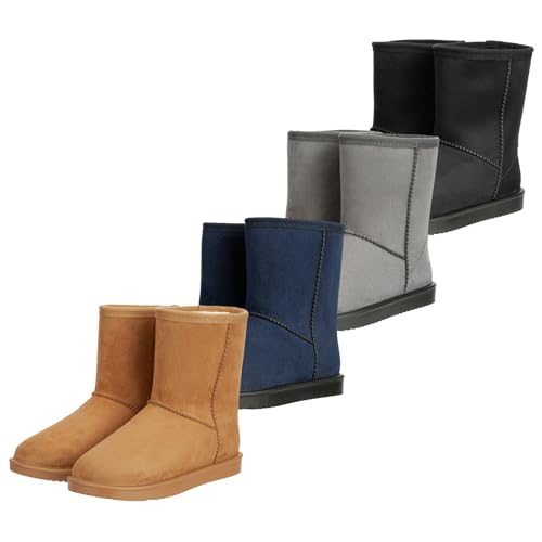 RL24 - Allwetterstiefel Yukon | Schlupfstiefel für Damen & Kinder | gefütterte Boots in Wildlederoptik | wasserdichte Winterboots in Camel | Winterschuhe in Größe 39 von RL24