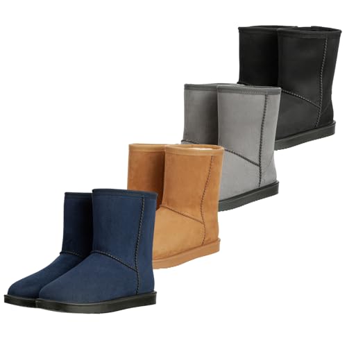 RL24 - Allwetterstiefel Yukon – Schlupfstiefel für Kinder – gefütterte Boots in Wildlederoptik – wasserdichte Winterboots in Blau – Winterschuhe in Größe 35 von RL24