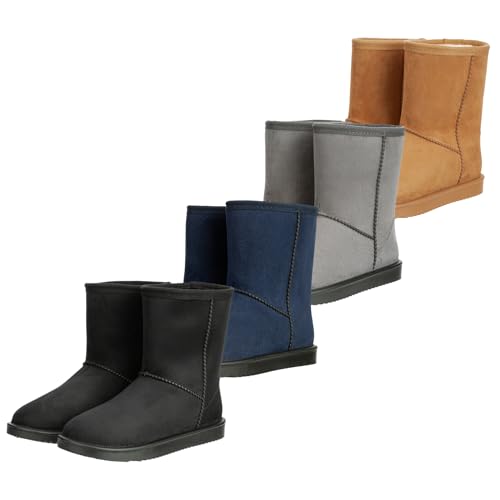 RL24 - Allwetterstiefel Yukon | Schlupfstiefel für Kinder | gefütterte Boots in Wildlederoptik | wasserdichte Winterboots in Schwarz | Winterschuhe in Größe 32 von RL24