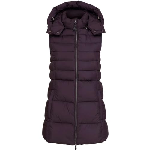 RL24 - Damen Langweste JILL von Equipage | tailiierte Longweste zum Reiten | lange Weste in After Dark (Braun) | großer Kragen & abnehmbare Kapuze | warme Steppweste in Größe M von RL24