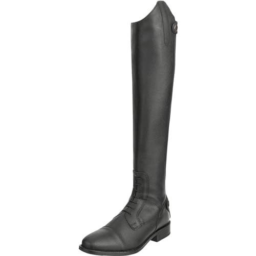 RL24 - Damen Reitstiefel Ravenna – Damen-Stiefel aus Kunstleder – Schnürstiefel mit Reißverschluss in schwarz – Reiterstiefel mit extra weichem Innenfutter – Größe 40 weit von RL24