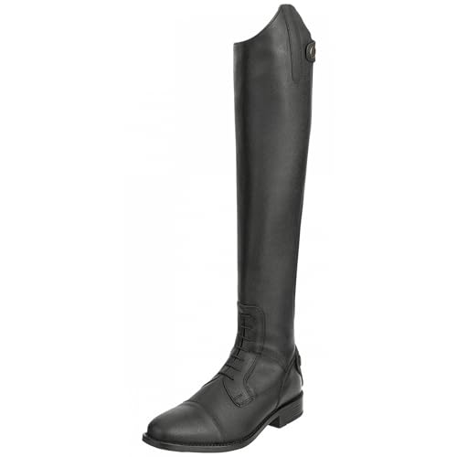 RL24 - Damen Reitstiefel Ravenna – Damen-Stiefel aus Kunstleder – Schnürstiefel mit Reißverschluss in schwarz – Reiterstiefel mit extra weichem Innenfutter – Größe 42 extra weit von RL24