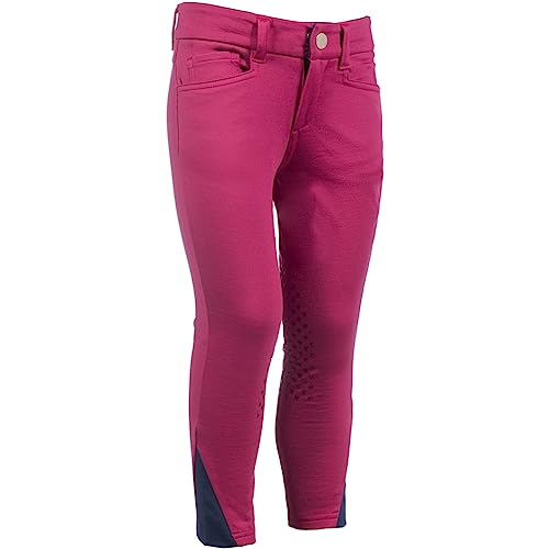 RL24 - Kinder Reithose Comfy von HKM | Reitleggins in Cranberry | mit Silikon Kniebesatz & Zwei Fronttaschen | Kinder Reitbekleidung in Größe 140/146 von RL24