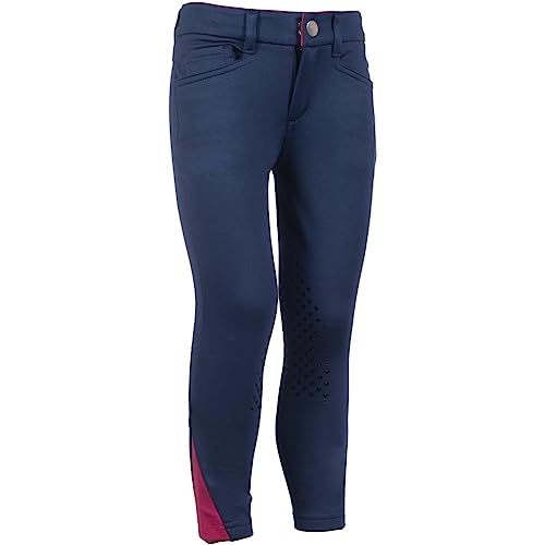 RL24 - Kinder Reithose Comfy von HKM | Reitleggins in dunkelblau | mit Silikon Kniebesatz & Zwei Fronttaschen | Kinder Reitbekleidung in Größe 116/122 von RL24