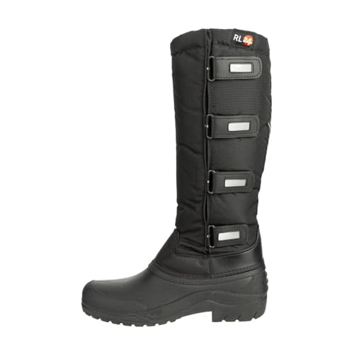 RL24 - Kinder & Damen Thermostiefel Classic schwarz | wasserdichte Winterstiefel | mit Klettverschlüssen für verstellbare Wadenbreite | gefütterte Schneestiefel | Reitstiefel in Größe 34 von RL24