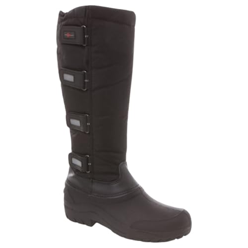 RL24 - Kinder & Damen Thermostiefel Classic von Covalliero – Winterstiefel mit Klettverschlüssen – Wasserdicht & gefüttert – Robuste Schneestiefel – Reitstiefel in Schwarz – Größe 38 von RL24