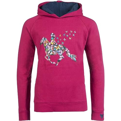 HKM Mädchen Hoodie Butterfly | Kapuzenpullover in Cranberry | Sweatshirt mit Kapuze & Buntem Print | Größe 116/122 von RL24