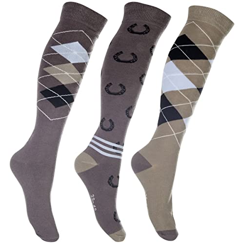 RL24 - Reitsocken Basicline 3er Set | Kniestrümpfe zum Reiten | Damen & Herren Socken | atmungsaktive Reitersocken | Unisex Reitstrümpfe | Reitzubehör in grau/blau & Größe 39-42 von RL24