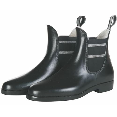 RL24 - Winter Jodhpurgummistiefel Style Lurex von HKM | Wintergummistiefel für Damen, Herren & Kinder | mit Teddyfutter & Elastikeinsatz | wasserdichte Regenstiefeletten in Schwarz | Größe 38 von RL24
