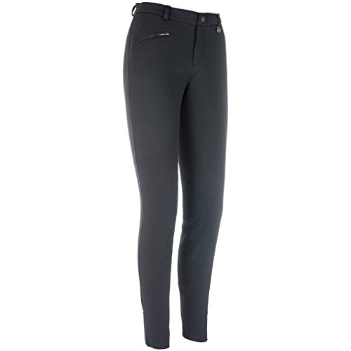 RL24 - Winter-Reithose für Kinder Essen | Kniebesatz aus Synthetikleder | atmungsaktive Thermoreithose mit hoher Wärmehaltung | Kinder Reitleggings in Schwarz | Reitbekleidung in Größe 104 von RL24