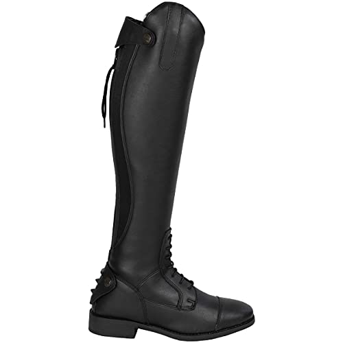 RL24 - Winter Reitstiefel für Damen Calgary – warme Damenstiefel zum Reiten – Stiefel aus Kunstleder mit Teddyfell & Reißverschluss – Winterstiefel in schwarz – Gr. 41 kurz/weit von RL24