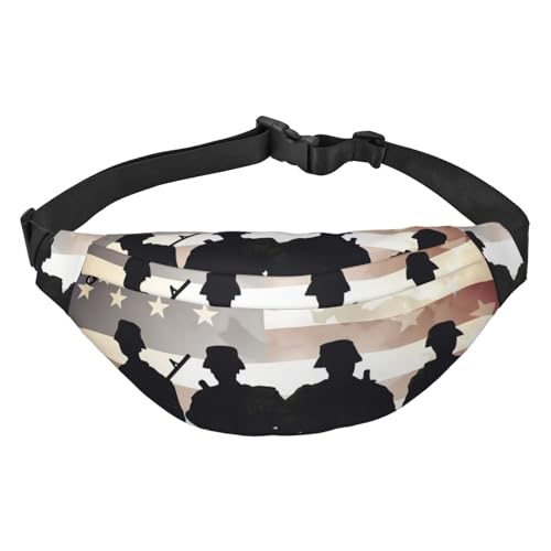 Armed Forces Day Bauchtasche mit amerikanischem Druck, für Damen und Herren, Crossbody-Hüfttasche, wasserdichte Gürteltasche mit verstellbarem Riemen, Schwarz, Einheitsgröße, Schwarz, Einheitsgröße, von RLDOBOFE