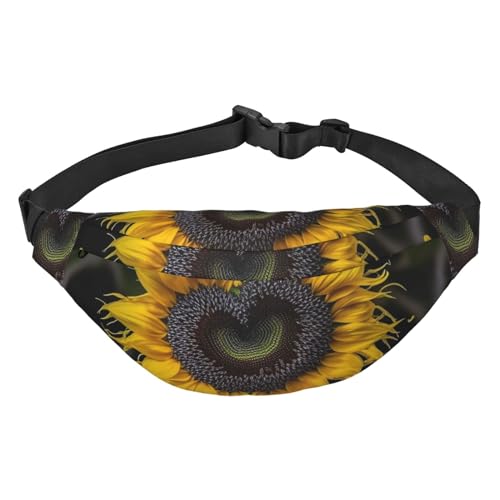 Bauchtasche für Männer und Frauen, bunt, unregelmäßig, Puzzle-Gürteltasche mit verstellbarem Riemen, modische Hüfttasche für Reisen, Herzförmige Sonnenblume, Einheitsgröße von RLDOBOFE