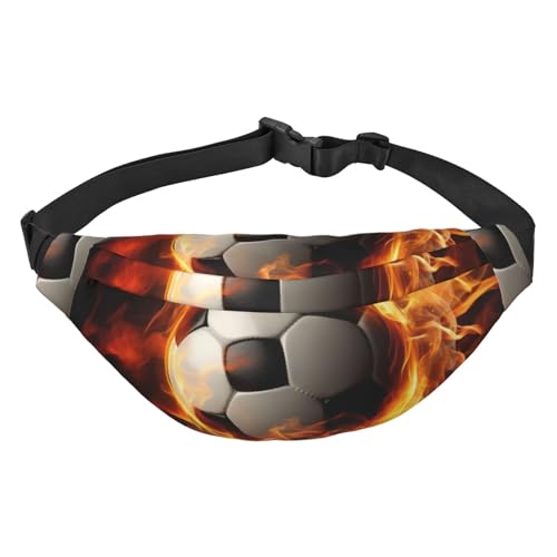 Bauchtasche mit Fußball-Flammen-Druck, für Damen und Herren, Crossbody-Hüfttasche, wasserdichte Gürteltasche mit verstellbarem Riemen, Schwarz, Einheitsgröße, Schwarz, Einheitsgröße, Schwarz , von RLDOBOFE