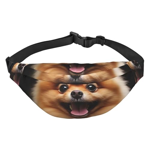 Bauchtasche mit Pomeranian Print für Damen und Herren, Crossbody-Hüfttasche, wasserdichte Gürteltasche mit verstellbarem Riemen, Schwarz, Einheitsgröße, Schwarz, Einheitsgröße, Schwarz , Einheitsgröße von RLDOBOFE