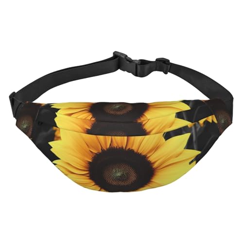 Bauchtasche mit Sonnenblumen-Aufdruck, für Damen und Herren, Crossbody-Hüfttasche, wasserdichte Gürteltasche mit verstellbarem Riemen, Schwarz, Einheitsgröße, Schwarz, Einheitsgröße, Schwarz , von RLDOBOFE