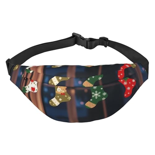 Bauchtasche mit Weihnachtssocken, Weihnachtsmotiv, für Damen und Herren, Umhängetasche, wasserdicht, Gürteltasche mit verstellbarem Riemen, Schwarz, Einheitsgröße, Schwarz, Einheitsgröße, Schwarz , von RLDOBOFE