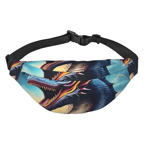 Bauchtasche mit brüllendem Drachen-Druck, für Damen und Herren, Crossbody-Hüfttasche, wasserdichte Gürteltasche mit verstellbarem Riemen, Schwarz, Einheitsgröße, Schwarz, Einheitsgröße, Schwarz , von RLDOBOFE