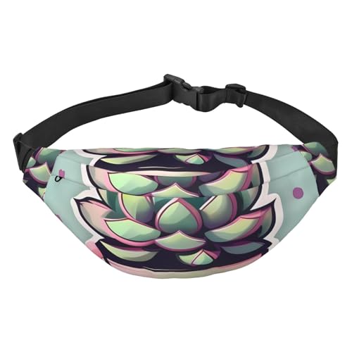 Bauchtasche mit lächelnden Sukkulenten für Damen und Herren, Crossbody-Hüfttasche, wasserdichte Gürteltasche mit verstellbarem Riemen, Schwarz, Einheitsgröße, Schwarz, Einheitsgröße, Schwarz , von RLDOBOFE