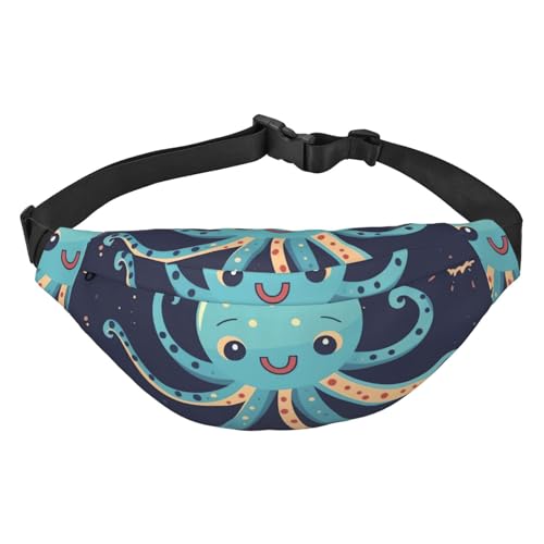 Bauchtaschen mit Cartoon-Oktopus-Druck, für Damen und Herren, Crossbody-Hüfttasche, wasserdichte Gürteltasche mit verstellbarem Riemen, Schwarz, Einheitsgröße, Schwarz, Einheitsgröße, Schwarz , von RLDOBOFE