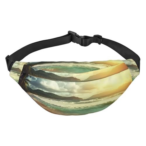 Bauchtaschen mit Sonnenuntergang am Strand, für Damen und Herren, Crossbody-Hüfttasche, wasserdichte Gürteltasche mit verstellbarem Riemen, Schwarz, Einheitsgröße, Schwarz, Einheitsgröße, Schwarz , von RLDOBOFE