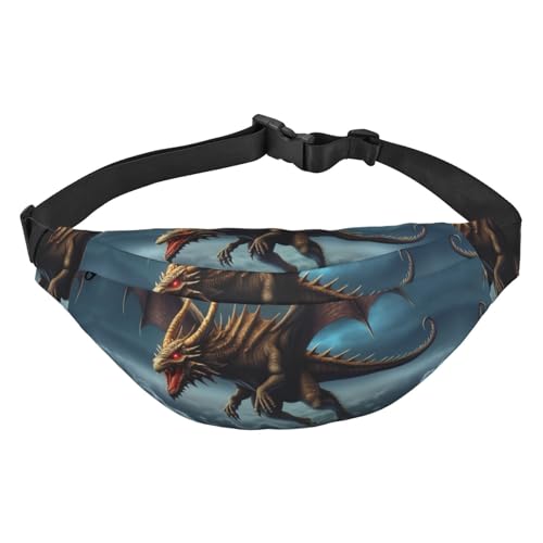 Flying Dragon Print Bauchtasche für Damen und Herren, Crossbody-Hüfttasche, wasserdichte Gürteltasche mit verstellbarem Riemen, Schwarz, Einheitsgröße, Schwarz, Einheitsgröße, Schwarz , Einheitsgröße von RLDOBOFE