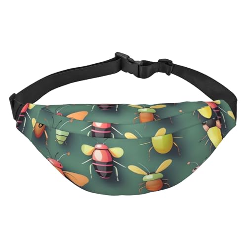 Gürteltasche mit Insekten-Atlas-Druck, für Damen und Herren, Crossbody-Hüfttasche, wasserdichte Gürteltasche mit verstellbarem Riemen, Schwarz, Einheitsgröße, Schwarz, Einheitsgröße, Schwarz , von RLDOBOFE