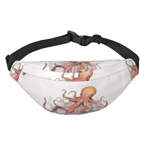 Gürteltasche mit Oktopus-Tentakel-Aufdruck, für Damen und Herren, Crossbody-Hüfttasche, wasserdichte Gürteltasche mit verstellbarem Riemen, Schwarz, Einheitsgröße, Schwarz, Schwarz , Einheitsgröße von RLDOBOFE