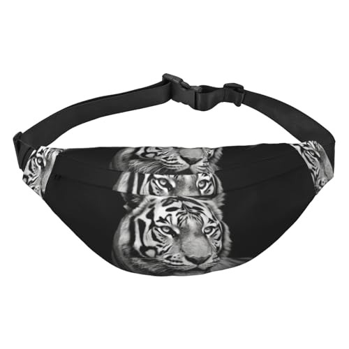 Gürteltasche mit Tiger-Druck, für Damen und Herren, Crossbody-Hüfttasche, wasserdicht, mit verstellbarem Gurt, Schwarz, Einheitsgröße, Schwarz, Einheitsgröße, Schwarz , Einheitsgröße von RLDOBOFE