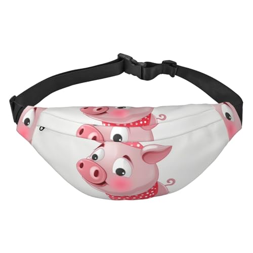 Gürteltasche mit pinkem Schweine-Aufdruck, für Damen und Herren, Umhängetasche, wasserdicht, Gürteltasche mit verstellbarem Riemen, Schwarz, Einheitsgröße, Schwarz, Einheitsgröße, Schwarz , von RLDOBOFE