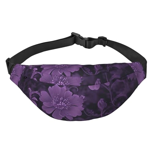 Gürteltasche mit violettem Aufdruck, für Damen und Herren, Crossbody-Hüfttasche, wasserdichte Gürteltasche mit verstellbarem Riemen, Schwarz, Einheitsgröße, Schwarz, Einheitsgröße, Schwarz , von RLDOBOFE