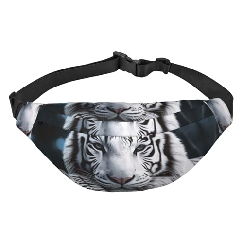 Gürteltasche mit weißem Tiger-Druck, für Damen und Herren, Crossbody-Hüfttasche, wasserdichte Gürteltasche mit verstellbarem Riemen, Schwarz, Einheitsgröße, Schwarz, Einheitsgröße, Schwarz , von RLDOBOFE