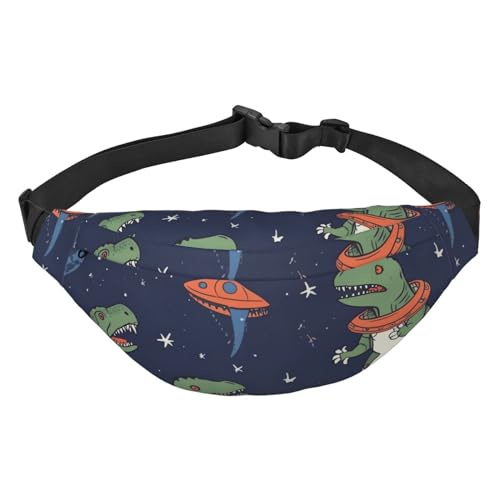 Lustige Gürteltasche mit Astronauten-Dinosaurier-Raketendruck, für Damen und Herren, Crossbody-Hüfttasche, wasserdichte Gürteltasche mit verstellbarem Gurt, Schwarz, Einheitsgröße, Schwarz, Schwarz , von RLDOBOFE