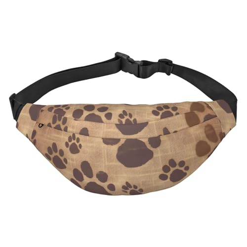 Paw Prints Gürteltasche mit Kunstdruck, für Damen und Herren, Crossbody-Hüfttasche, wasserdichte Gürteltasche mit verstellbarem Riemen, Schwarz, Einheitsgröße, Schwarz, Einheitsgröße, Schwarz , von RLDOBOFE