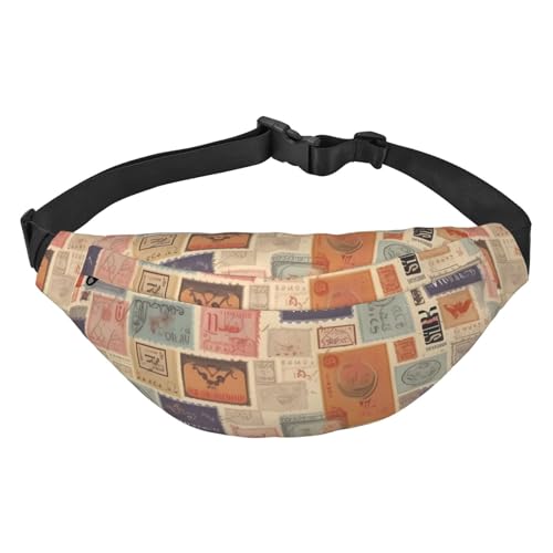 Postal Stationery Bauchtaschen für Damen und Herren, Crossbody-Hüfttasche, wasserdichte Gürteltasche mit verstellbarem Riemen, Schwarz, Einheitsgröße, Schwarz, Einheitsgröße, Schwarz , Einheitsgröße von RLDOBOFE