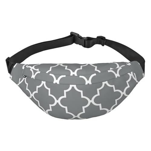 Quatrefoil Bauchtasche mit grauem Aufdruck, für Damen und Herren, Crossbody-Hüfttasche, wasserdichte Gürteltasche mit verstellbarem Riemen, Schwarz, Einheitsgröße, Schwarz, Einheitsgröße, Schwarz , von RLDOBOFE