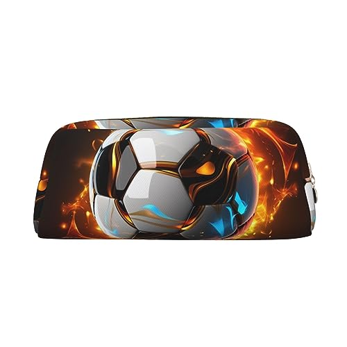 RLDOBOFE Cooles Fußball-Federmäppchen, wasserdicht, mit Reißverschluss, Leder-Federbox, Kosmetiktasche für Büro, Teenager, gold, Einheitsgröße von RLDOBOFE