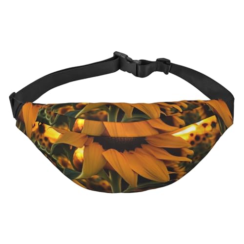 RLDOBOFE Farm Bauchtasche mit Sonnenblumen-Druck, für Damen und Herren, Crossbody-Hüfttasche, wasserdichte Gürteltasche mit verstellbarem Riemen, Schwarz, Einheitsgröße, Schwarz, Einheitsgröße, von RLDOBOFE