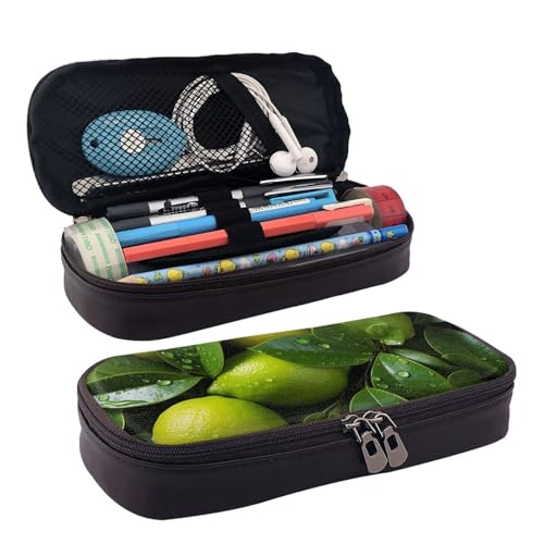 RLDOBOFE Federmäppchen aus Leder, großes Fassungsvermögen, Schreibwaren-Tasche mit Fächern, Doppelreißverschluss, grüne Zitrone, Stiftebox für Männer und Frauen, Stifthalter für Büro, Arbeit, RLDOBOFE Federmäppchen aus Leder, großes Fassungsvermögen, Schreibwaren-Tasche mit Fächern, Doppelreißverschluss, grüne Zitrone, Stiftebox für Männer und Frauen, Stifthalter für Büro, Arbeit, von RLDOBOFE