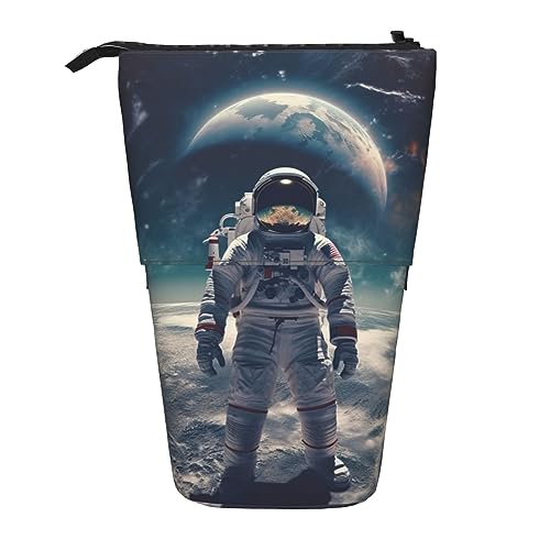 RLDOBOFE Federmäppchen mit Astronauten-Aufdruck, einziehbar, Stiftehalter, Aufbewahrungstasche, Kosmetiktasche für Büro, Weihnachten, Urlaub, Geschenk, Schwarz , Einheitsgröße von RLDOBOFE