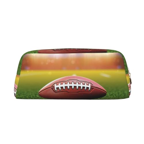 RLDOBOFE Federmäppchen mit Aufdruck American Football Ball auf Gras, wasserdicht, Reißverschluss, Stiftebox, Kosmetiktasche für Büro-Bleistifte, gold, Einheitsgröße von RLDOBOFE