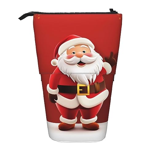 RLDOBOFE Federmäppchen mit Cartoon-Weihnachtsmann-Aufdruck, einziehbar, Stiftehalter, Aufbewahrungstasche, Kosmetiktasche für Büro, Weihnachten, Urlaub, Geschenk, Schwarz , Einheitsgröße von RLDOBOFE