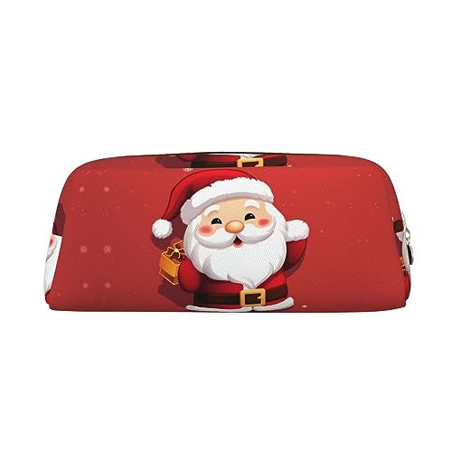 RLDOBOFE Federmäppchen mit Cartoon-Weihnachtsmann-Design, wasserdicht, mit Reißverschluss, Leder, Stiftebox, Kosmetiktasche für Büro, Urlaub, Geschenk, gold, Einheitsgröße von RLDOBOFE