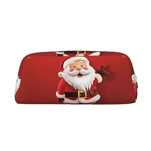 RLDOBOFE Federmäppchen mit Cartoon-Weihnachtsmann-Design, wasserdicht, mit Reißverschluss, Leder, Stiftebox, Kosmetiktasche für Büro, Urlaub, Geschenk, silber, Einheitsgröße von RLDOBOFE